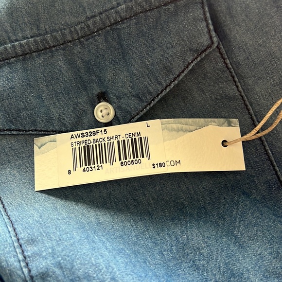 Artisan De Luxe Denim Shirt W/Frayed Hem And Striped Back - Picture 7 of 10